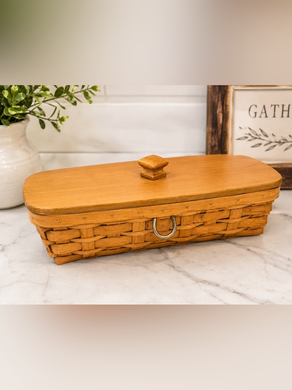Longaberger Woven Basket Box in Natural Brown